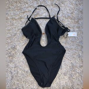 Stylish Black One Piece Swimsuit with Cutouts size S or M